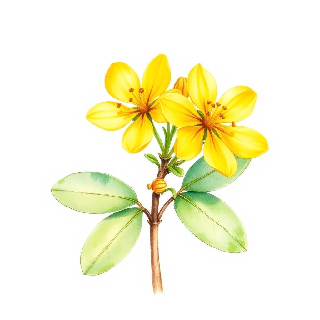 Botanical illustration of Hypericum