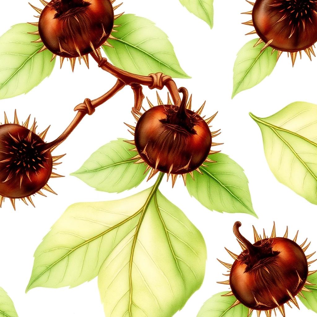 Botanical illustration of Aesculus Hippocastanum