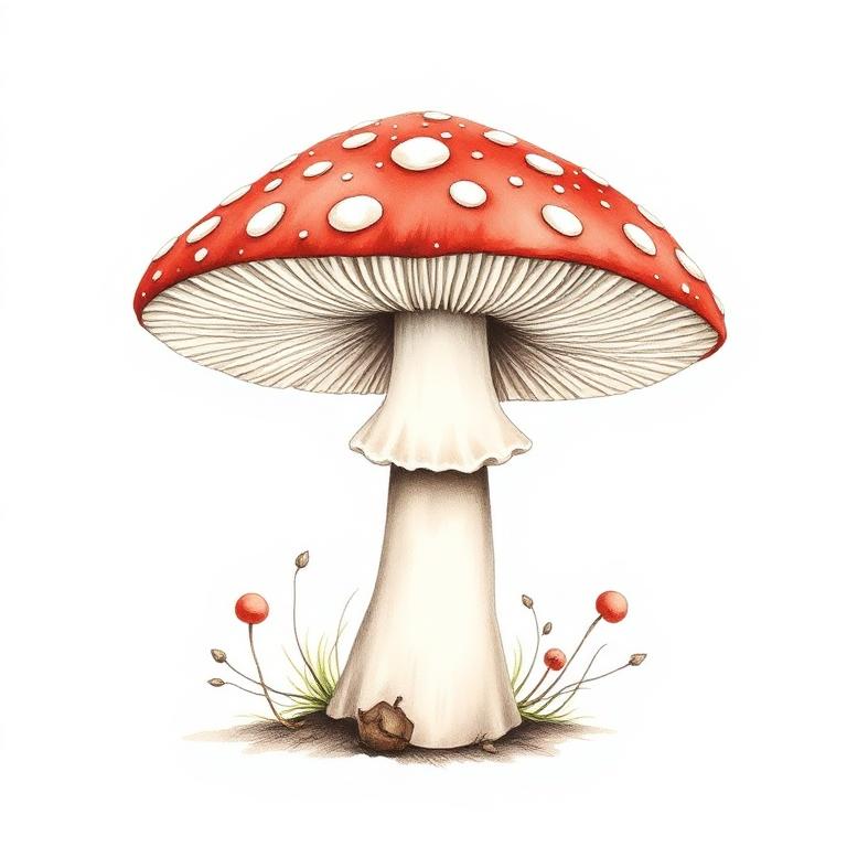 Botanical illustration of Agaricus Muscarius